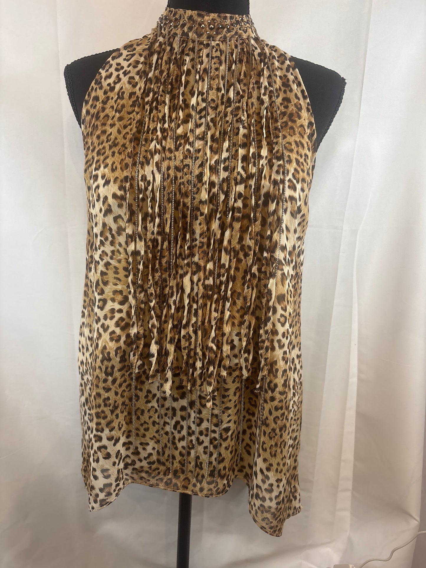 Leopard Fringe Top