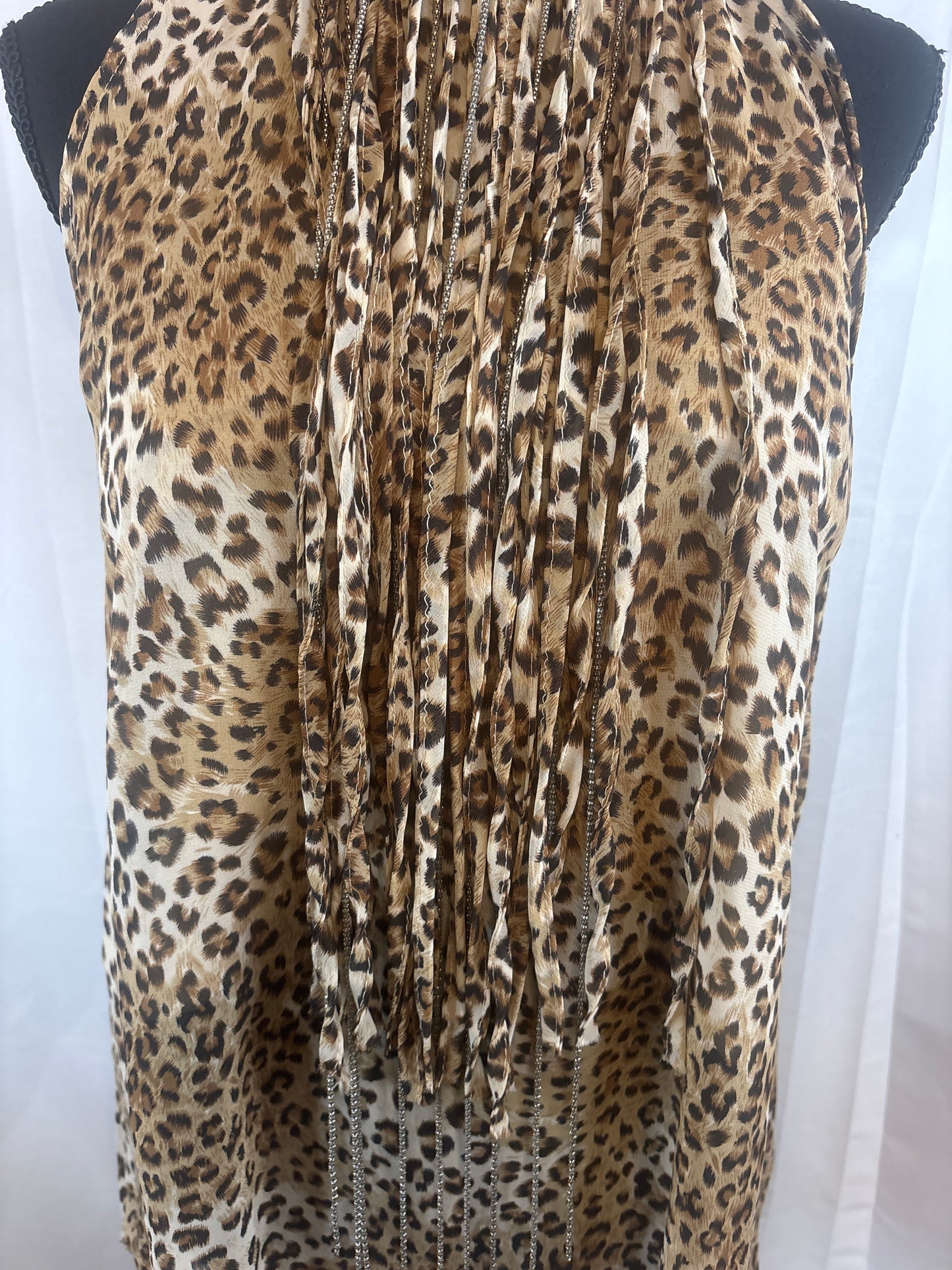 Leopard Fringe Top